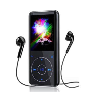 ruizu 64gb mp3 player with bluetooth 5.3: portable music player with speaker, fm radio, voice recorder, hifi lossless digital audio video playback, 2.4" curved screen, touch buttons, supports 128gb