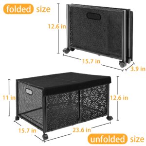 Aconfei Toy Chest with Lid, Large Toy Organizers and Storage Bins for Boys Girls, 70L Toy Storage Organizer with Wheels, Collapsible Metal Kids Toy Storage for Playroom, Living Room, Bedroom