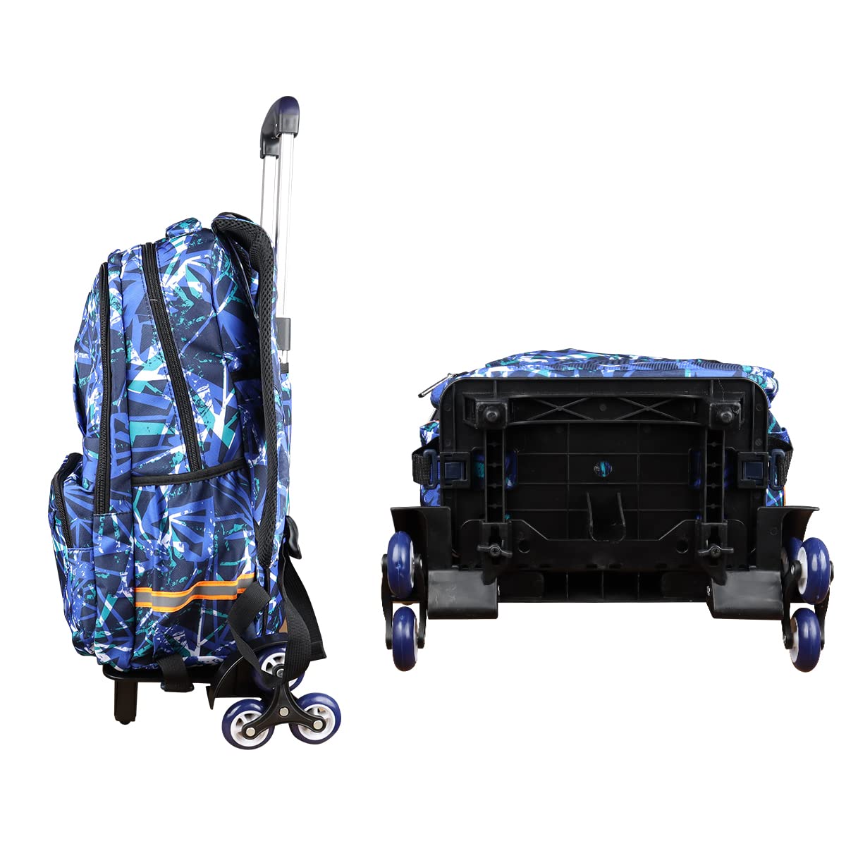 VILINKOU Rolling Backpack with Wheels Trolley Bag Wheeled Backpack for Boy and Girl, Backpack on Wheels for School, Travel (Blue Strips)