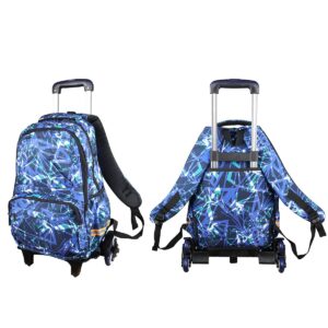 VILINKOU Rolling Backpack with Wheels Trolley Bag Wheeled Backpack for Boy and Girl, Backpack on Wheels for School, Travel (Blue Strips)