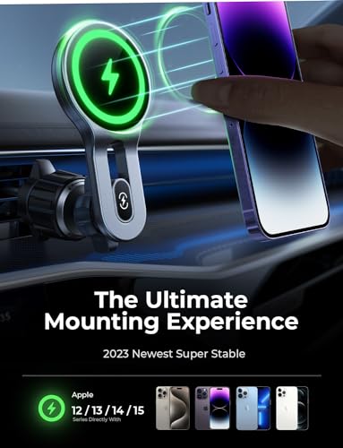 LISEN for 15W MagSafe Car Mount Charger [2024 Upgrade] iPhone Wireless Car Charger Magnetic Phone Holder Mount, Automobile Car Phone Holder Vent Fit iPhone 15 Pro Plus Max 14 13 12 MagSafe Case