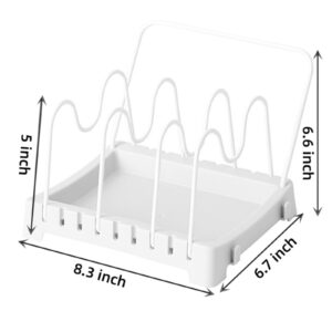 Pot and Pan Organizer, Pot Lid Organizer with 3 Adjustable Compartment, Cookware Rack with Stable Base and U-Shaped Slot, Kitchen Cabinet Organizers and Storage for Pots, Cutting Board, Pot Lid, Dish