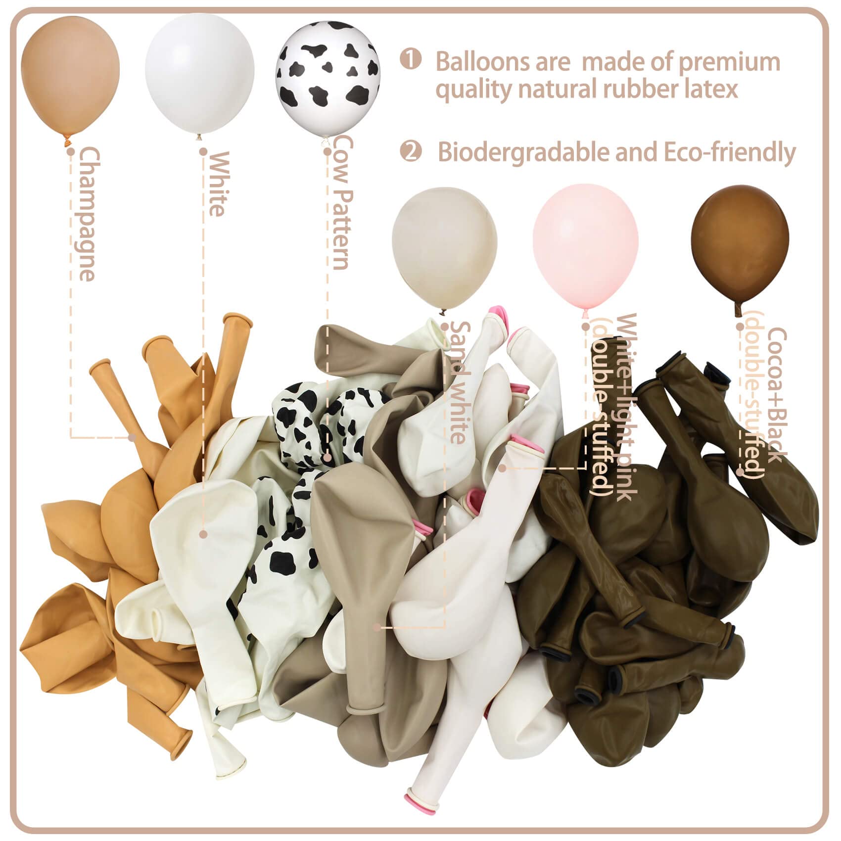 127Pcs Farm Theme Party Balloon Garland Arch Kit Peach White Sand White Brown Coffee Balloons with Cow Print Balloons for Kid‘s Baby Shower Birthday Wedding Outdoor dinner Party…