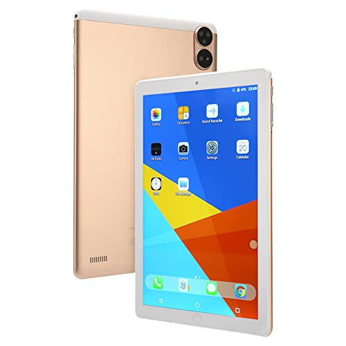 64GB Storage Tablet PC, 10.1 Inch 1280x800 HD Touchscreen, Android5.1 4GB RAM Quad Core, 2MP Front 5MP Rear Camera, 5500mAh Battery, 3G Dual SIM, 5G WiFi Computer Tablets, Gold