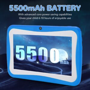 Kids Tablet 7 Inch Android8.0, 4GB RAM 32GB ROM Storage, 5G WiFi, Bluetooth5.0, Dual Camera, Educational, 5500 mAh, 7 Inch 1960x1080 IPS HD Display, with Shockproof Case (Blue)