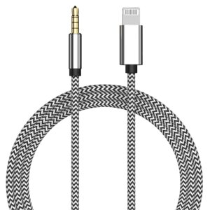 aux cord for iphone,iphone aux cord for car,[apple mfi certified] lightning to 3.5mm aux audio nylon braided cable for iphone14/13/12/11/xs/xr/x 8 7 6/ipad to car/home stereo,speaker,headphone-3.3ft
