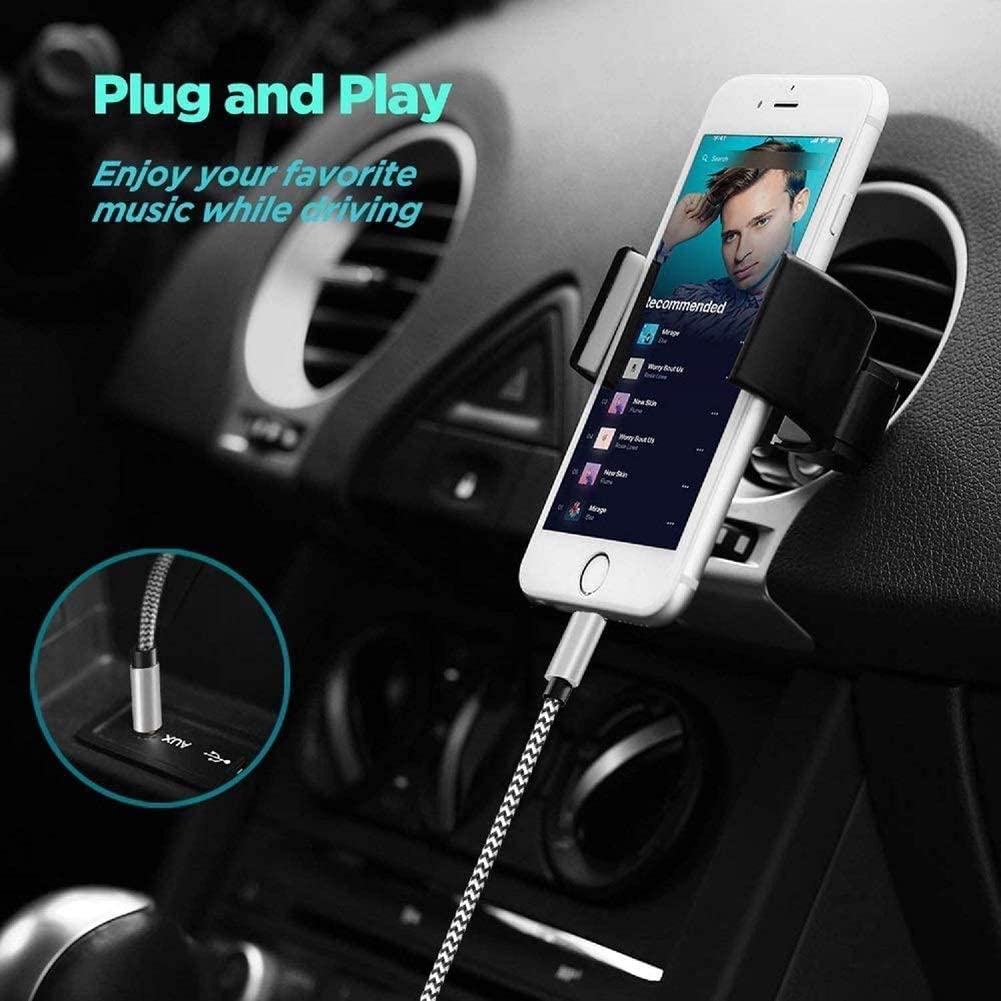 Aux Cord for iPhone,iPhone Aux Cord for Car,[Apple MFi Certified] Lightning to 3.5mm Aux Audio Nylon Braided Cable for iPhone14/13/12/11/XS/XR/X 8 7 6/iPad to Car/Home Stereo,Speaker,Headphone-3.3FT