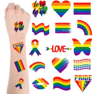 loopeer 600 pcs pride temporary tattoos rainbow temporary tattoos butterfly heart lgbt accessories gay pride tattoos bulk accessories waterproof body stickers for boys girls women men festivals