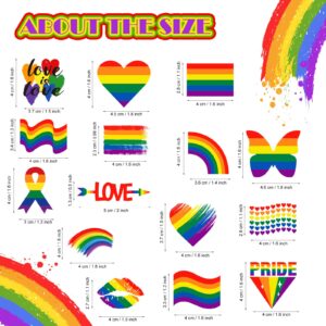 Loopeer 600 Pcs Pride Temporary Tattoos Rainbow Temporary Tattoos Butterfly Heart LGBT Accessories Gay Pride Tattoos Bulk Accessories Waterproof Body Stickers for Boys Girls Women Men Festivals