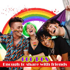 Loopeer 600 Pcs Pride Temporary Tattoos Rainbow Temporary Tattoos Butterfly Heart LGBT Accessories Gay Pride Tattoos Bulk Accessories Waterproof Body Stickers for Boys Girls Women Men Festivals