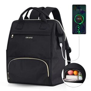 oiwas lunch backpack for women, 15.6 inch laptop backpack insulated cooler backpack with usb port for men travel work travel picnics hiking womens gift