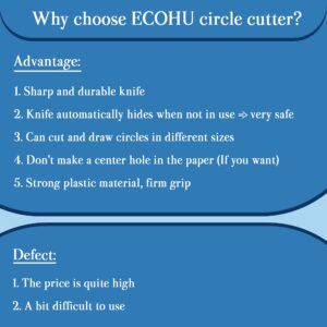 Ecohu Circle Cutter for Paper Crafts, Cutting Diameter 3 in to 11.8 in, Large Circular Cutter Tool, Rotary Compass Circle Cutting Draw of Different Size for Cards Making, DIY Arts