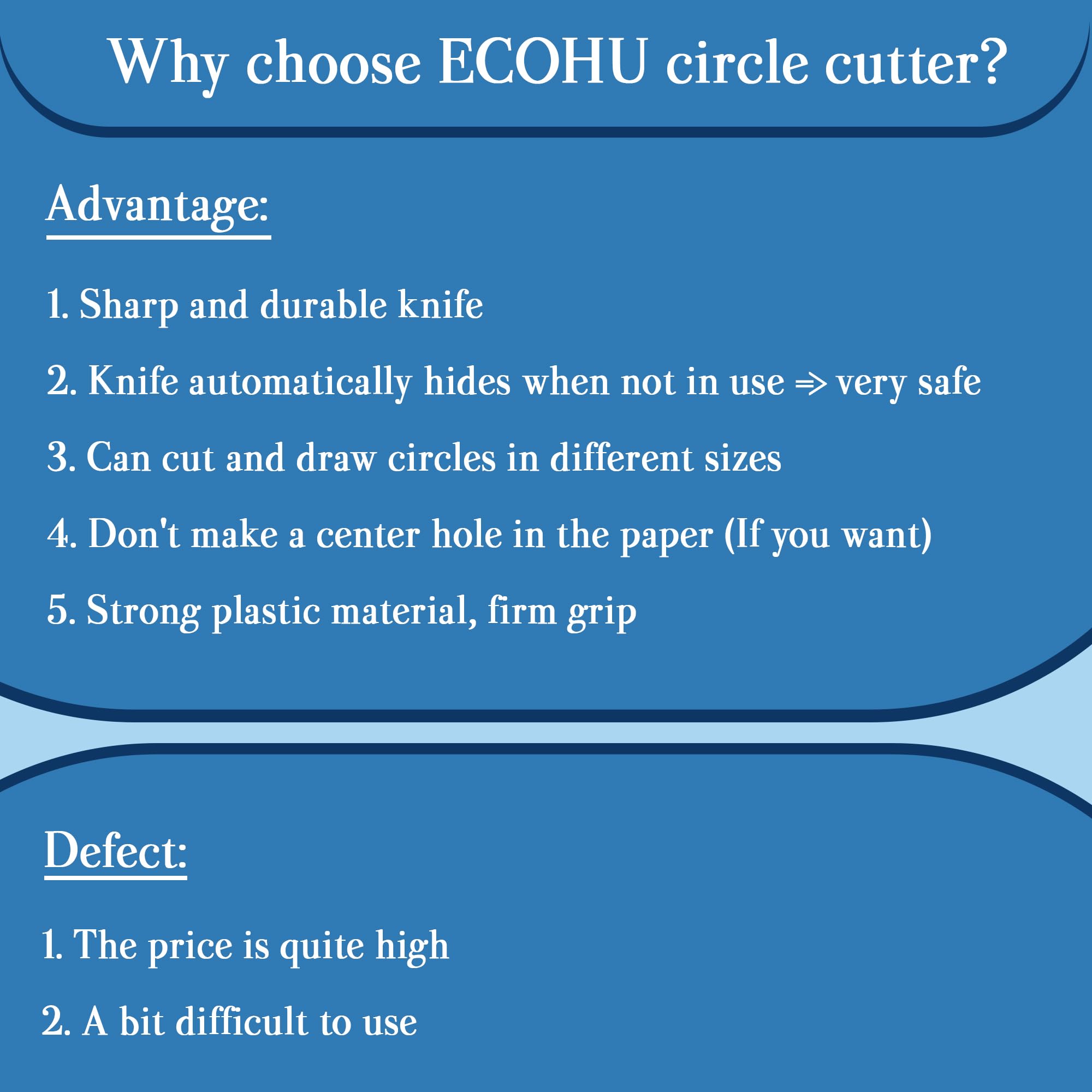 Ecohu Circle Cutter for Paper Crafts, Cutting Diameter 3 in to 11.8 in, Large Circular Cutter Tool, Rotary Compass Circle Cutting Draw of Different Size for Cards Making, DIY Arts