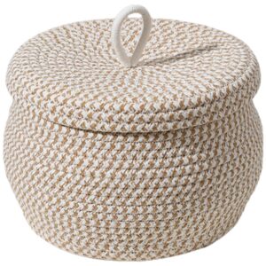 zerodeko cotton rope basket with lid round woven basket decorative storage bin organizer box lidded baskets egg holder jewelry box cosmetic holder for
