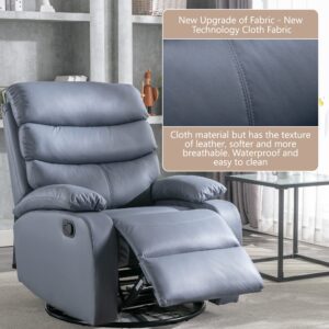 GNMLP2020 Swivel Rocker Recliner Chair for Adults, Rocking Recliner Chair, Manual Small Recliners for Small Spaces, Living Room, Nursery, RV, Dark Grey