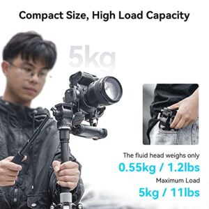 SmallRig Video Head for Vertical/Horizontal Shooting, Tripod Pan Tilt Fluid Head with Telescopic Handle and Switchable QR Plate for Arca, Max Load 5kg / 11Ibs for Camcorder, Mirrorless, DSLR - 4104