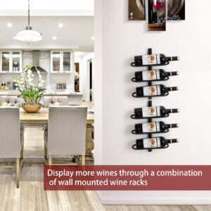 ODSNANIE Metal Wine Rack Wall Mounted, Wine Bottle Holder for 6 Bottles, 2 Packs Wall Wine Rack Shelf, Wine Storage, Black