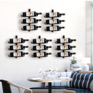 ODSNANIE Metal Wine Rack Wall Mounted, Wine Bottle Holder for 6 Bottles, 2 Packs Wall Wine Rack Shelf, Wine Storage, Black