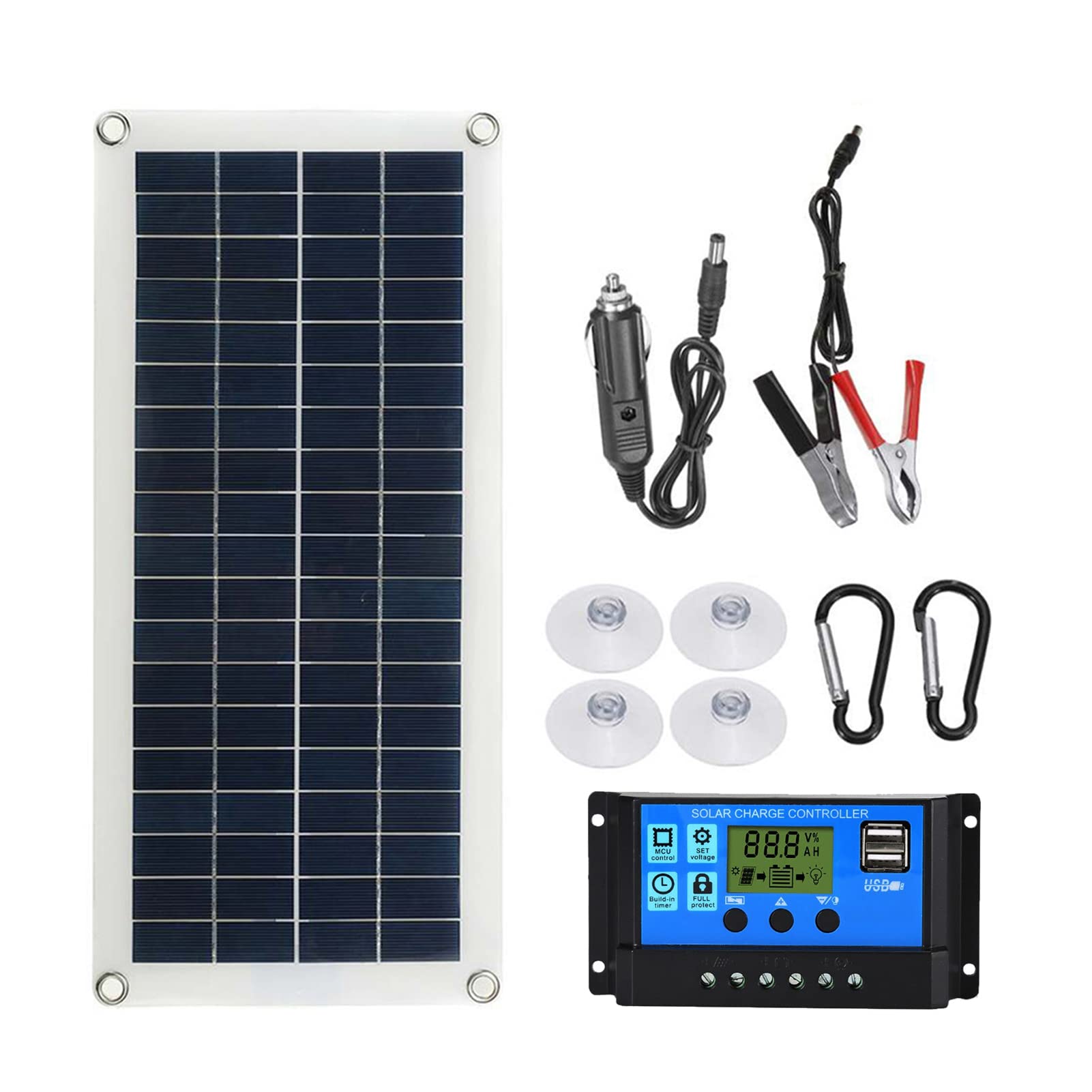 HUIOP Solar Panel Kit,Portable 300W Solar Flexible Panel Kit 12/24V Switch USB Charging Interface Solar Board with Controller Waterproof Solar Cells for Phone RV Car