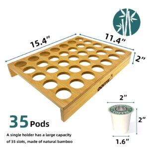 Bayting Bamboo K Cup Holder, K Cup Drawer Organizer Insert, Coffee Pod Holder for K Cups, Organizers for Kcup Coffee Station Drawer (35 Slots)