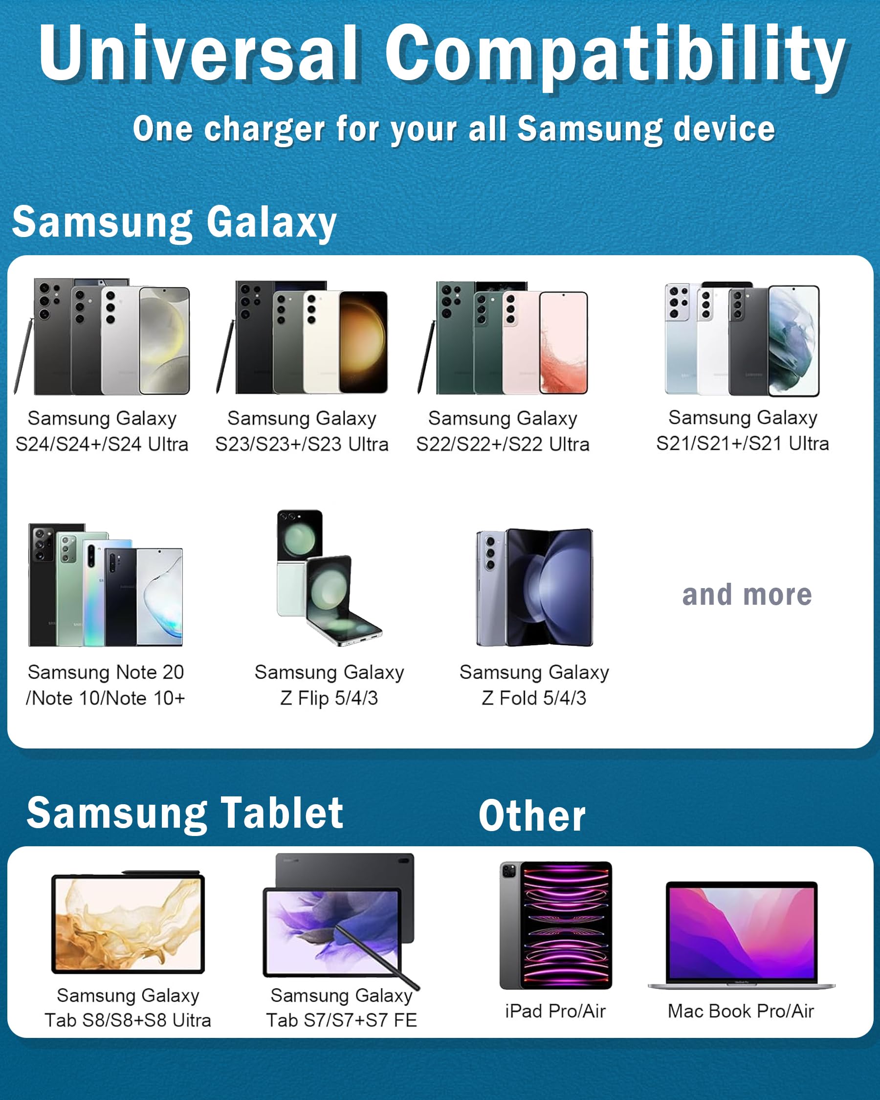 2024 New 45W Samsung Super Fast Charger USB Type C for Samsung Galaxy S24 Ultra Charger S23 ultra/S24/S23/S22 Ultra/S22/Z Fold 5 4/Z Flip 5 4/Note 20/10/Galaxy Tab S9/S8+, PD/PPS 3.0[2 Pack]