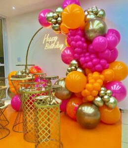 birthday balloons for women garland kit arch burnt orange hot pink and gold for party decoration