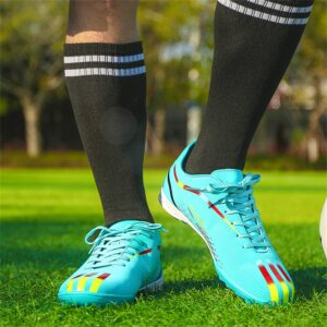 MDPCX Unisex Soccer Sneakers are Light, Breathable, Non-Slip and Shock-Absorbing, and The Youth high-top Indoor Lawn Training Hard Bottom TF/AG. Blue