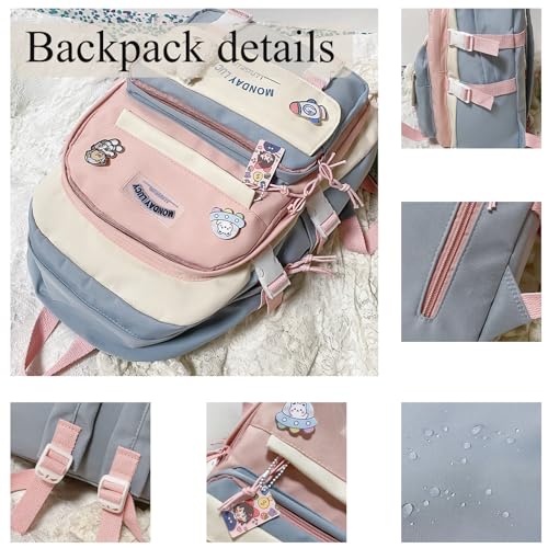 YJMKOI Kawaii Girl backpack with Cute Plush Doll Pendant Cute Elementary Schoolbag,Aesthetic Backpack for Teen Girls (Purple)