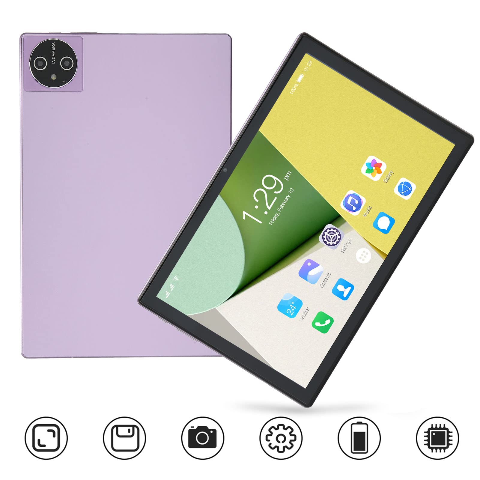 10.1 Inch Tablet for Android 12, 1960x1080 FHD 8GB 256GB 8 Core, 7000mAh Fast Charging 5G WiFi Dual Cameras 4G LTE Calling Tablet, for Learning, Working, Office,