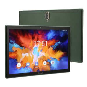 10.1 inch business tablet for android 11.0, 1920x1200 ips 8 core, 128gb rom 8gb ram, 5g wifi calling cellphone tablet with night reading mode, for learning, working, us plug (green)