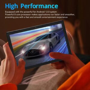 10.1 Inch Business Tablet for Android 12.0, 12GB 256GB IPS Octa Core, 5G WiFi Dual Cameras 4G LTE Calling Cellphone Tablet, for Learning, Working, US Plug (Silver)