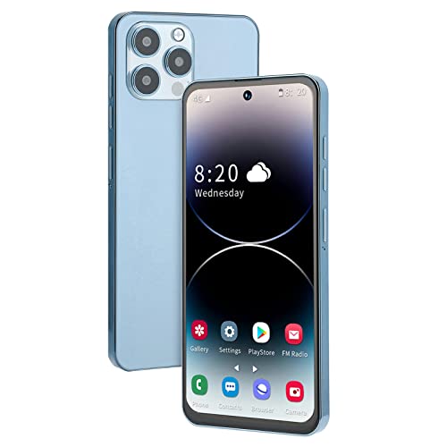 PUSOKEI i14 ProMax Smartphone, 6.7in Android12 CPU, 4GB RAM 128GB ROM, 4G Calling Network, 4000mah USB C Fast Charging, 16MP and 8MP Camera, WiFi, Face Fingerprint Unlock