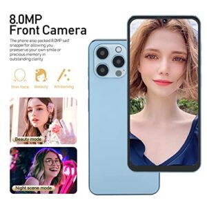 PUSOKEI i14 ProMax Smartphone, 6.7in Android12 CPU, 4GB RAM 128GB ROM, 4G Calling Network, 4000mah USB C Fast Charging, 16MP and 8MP Camera, WiFi, Face Fingerprint Unlock