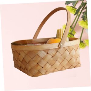 2pcs Wicker Storage Basket with Lid Snack Containers Basket Organizer Wicker Baskets with Handles Wood Chip Woven Woodchip Basket Wooden Rattan Storage Container Filler Boy