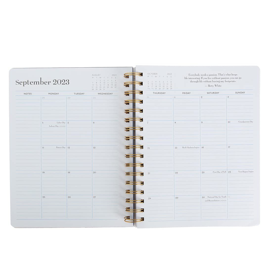 momAgenda Desktop 2024 Spiral Day Planner | July 2023 - December 2024 | Daily Monthly Unique Week-At-A-View Layout. (Botanical Garden)