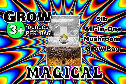 Booming Acres | The Magical 5lb All-in-One Mushroom Grow Bag | Mushroom Grow Kit | Harvest Your own Happiness | Discover The Magic of Growing Mushrooms - 5lb Grow Bag Mushroom Starter Kit