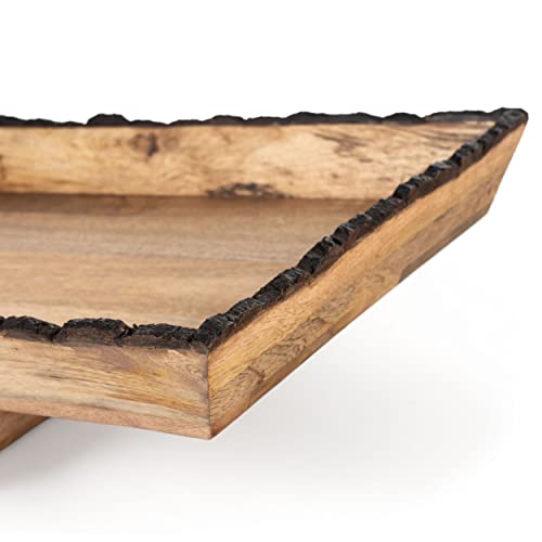 Darius Rectangle Wood Trays, Set of 2 Dining Room Table Centerpiece, Kitchen Island Décor Decorative Tray