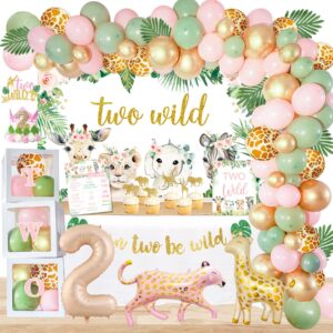 yshmfeux two wild birthday decorations girl, jungle theme 2nd birthday party supplies for girls, jungle safari animal 2nd birthday decorations for girl, second birthday decorations girl