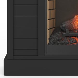 Bridgevine Home Washington Modern Farmhouse Electric Fireplace with Mantel, 48 inches, Poplar and Knotty Alder Solid Wood, Black and Whiskey Finish