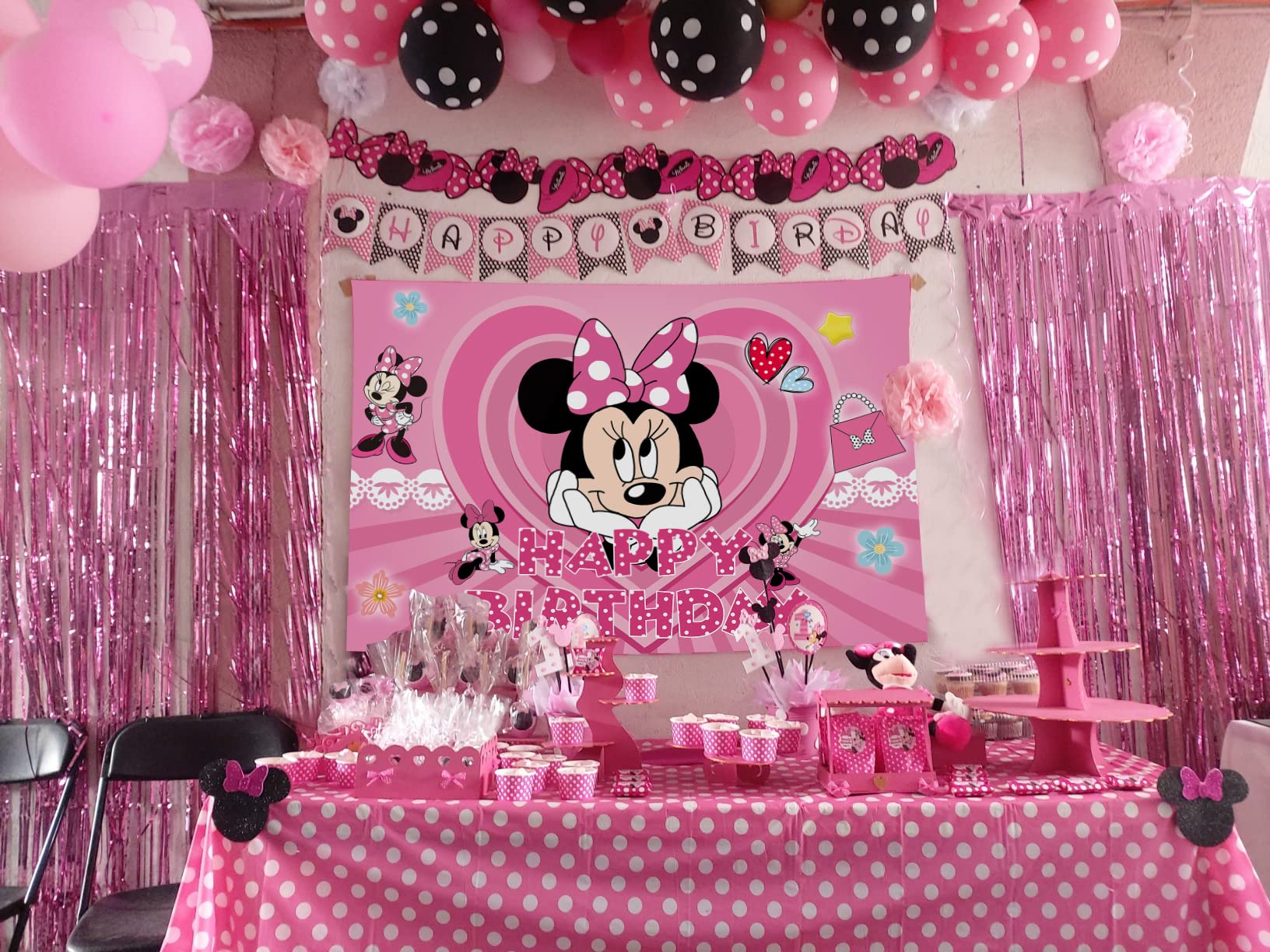 5x3ft Pink Mouse Party Supplies Photography Backdrop Princess Girls Birthday Background 1st 2nd 3rd Decoration for Kids Baby Shower Banner Photo Studio Props