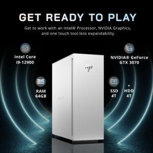 HP Envy Gaming Desktop, Intel Core i9-12900 Processor, 64GB DDR4 RAM, 4TB PCIe SSD + 4TB HDD, NVIDIA GeForce RTX 3070 8G DDR6, Win 11 Pro, White, 32GB Hotface USB Card