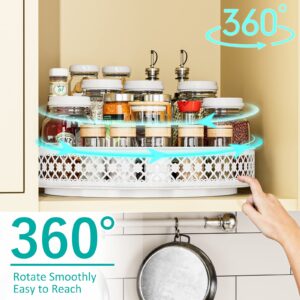 Ovicar Lazy Susan Turntable Organizer - 13 inch Rotating Spice Rack Metal Lazy Susan for Cabinet Pantry Kitchen Countertop Dining Table Cupboard Bathroom Vanity Refrigerator White