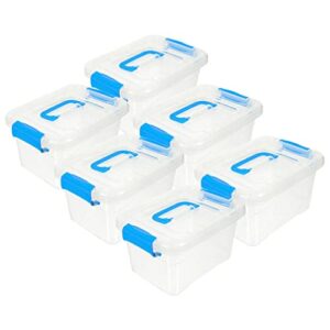 cabilock plastic storage bins 6pcs clear storage latch box plastic storage container bin with latching lid stackable nestable shoe box organizer for art supplies clear plastic storage bins