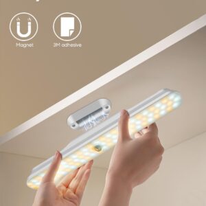 Rossetta Under Cabinet Lights, 78 LED Battery Operated Lights Closet Lights Motion Sensor Light Indoor, Wireless Rechargeable Night Light Under Cabinet Lighting for Kitchen Closet Stairs Hallway