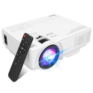 upgraded mini projector, 7500 lumens multimedia home theater video projector, compatible with hdmi, usb, vga, av, smartphone, pad, tv box, laptop