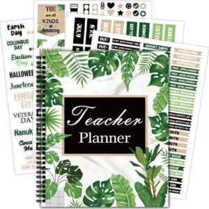 eucalyptus teacher planner 2023-2024 boho lesson planner school year lesson plans book 9''x11'' colorful stickers new undated teacher lesson planner for classroom or homeschool (color, 135 pages)