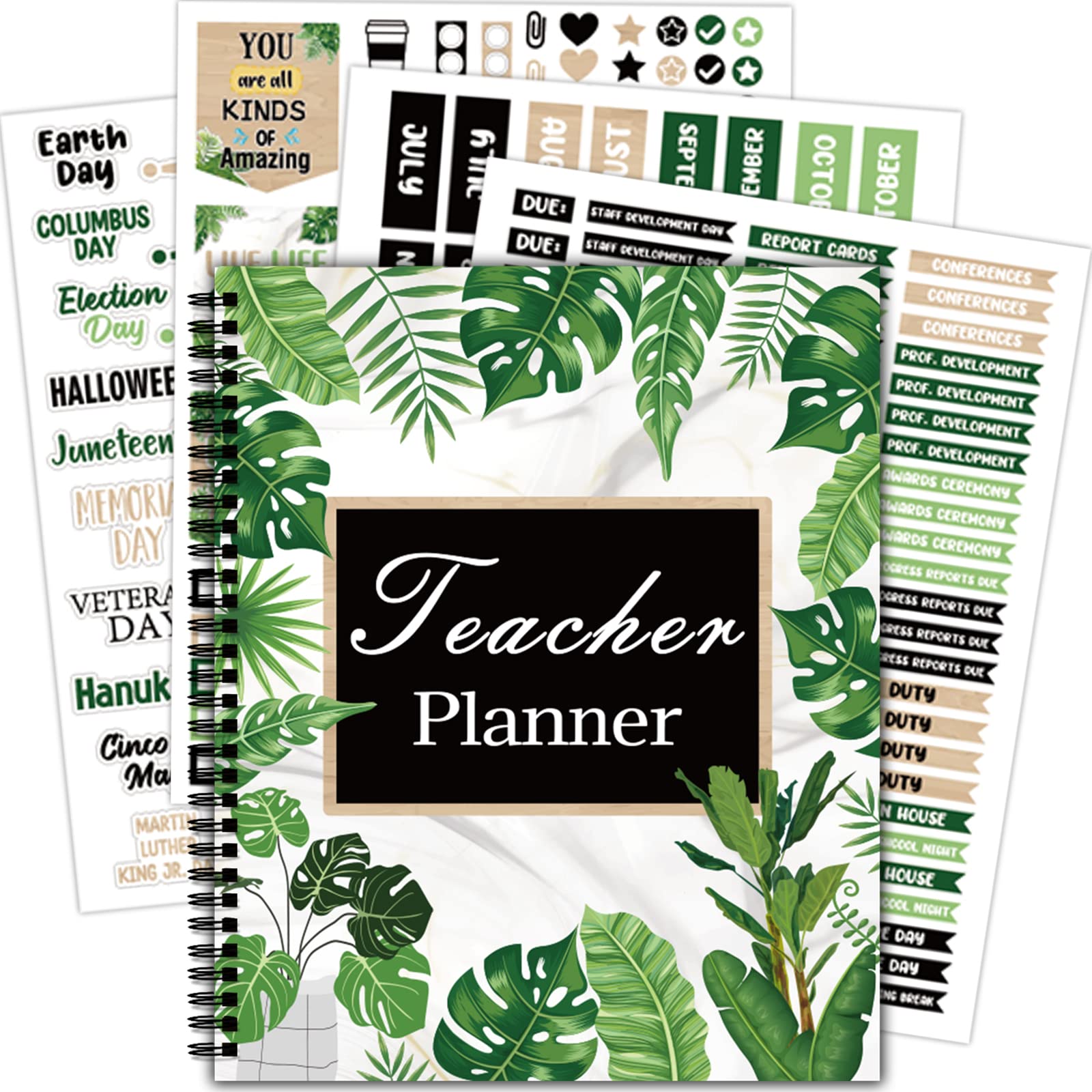 Eucalyptus Teacher Planner 2023-2024 Boho Lesson Planner School Year Lesson Plans Book 9''X11'' Colorful Stickers New Undated Teacher Lesson Planner For Classroom or Homeschool (color, 135 pages)