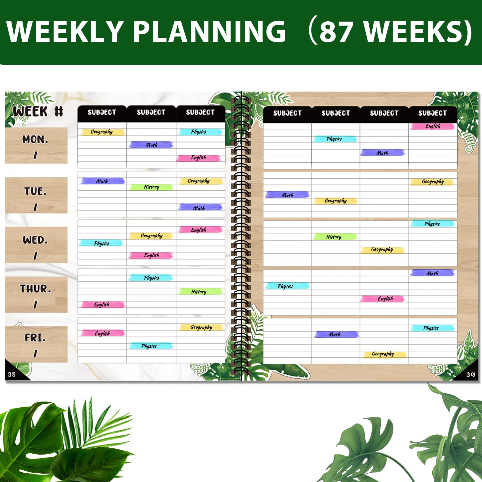 Eucalyptus Teacher Planner 2023-2024 Boho Lesson Planner School Year Lesson Plans Book 9''X11'' Colorful Stickers New Undated Teacher Lesson Planner For Classroom or Homeschool (color, 135 pages)