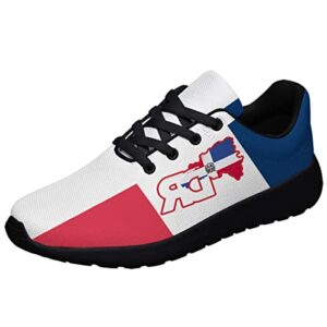 dominican republic flag shoes mens womens running shoes athletic casual tennis sneakers walking golf gym shoes black size 9.5
