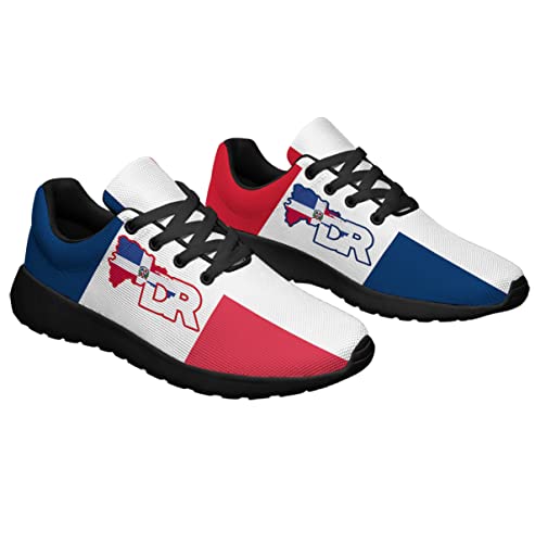 Dominican Republic Flag Shoes Mens Womens Running Shoes Athletic Casual Tennis Sneakers Walking Golf Gym Shoes Black Size 9.5